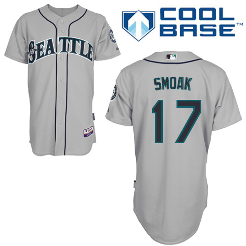 Justin Smoak #17 MLB Jersey-Seattle Mariners Men's Authentic Road Gray Cool Base Baseball Jersey